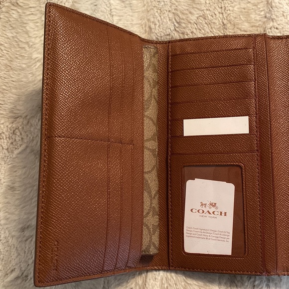Coach Khaki/Saddle Signature Large Wallet - Picture 6 of 15